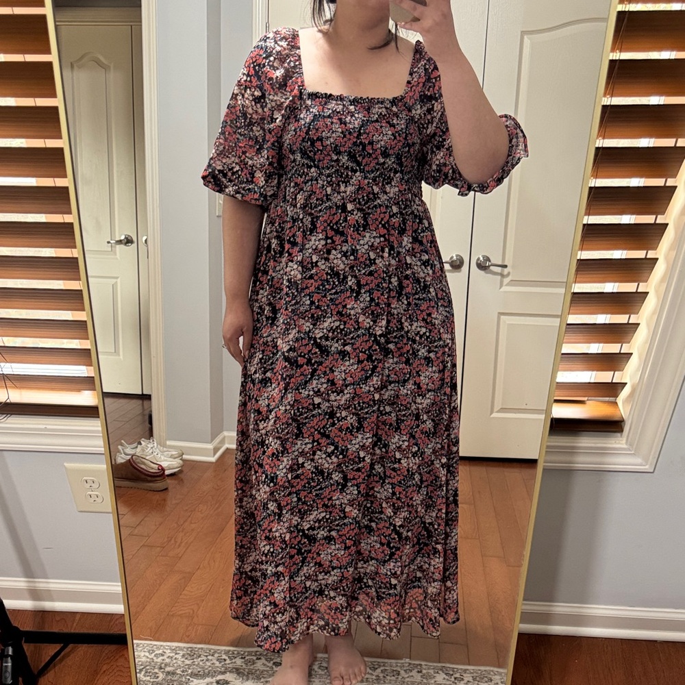 Destination Maternity Floral Maxi Dress - Red and Blue
